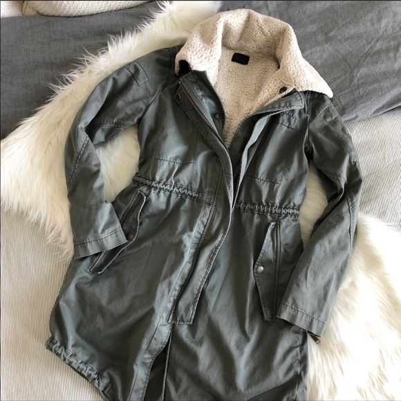 Diesel Jackets & Blazers - DIESEL olive sherpa military utility jacket parka